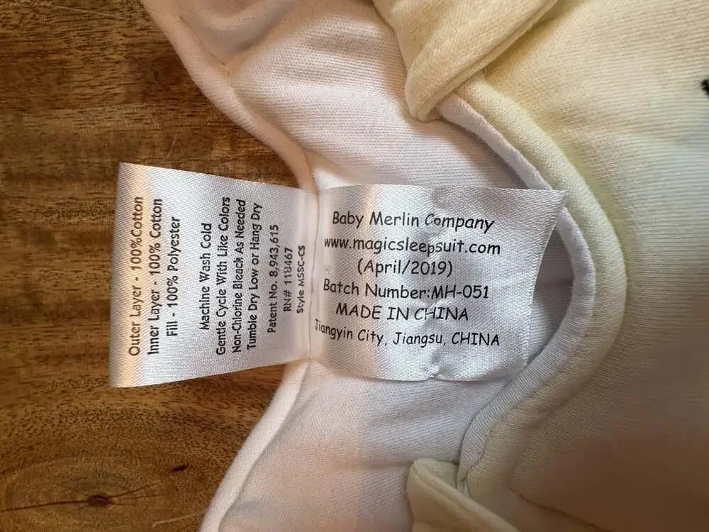Baby Merlin's Magic Sleepsuit Baby 3-6 Months Yellow Cotton Swaddle Transition